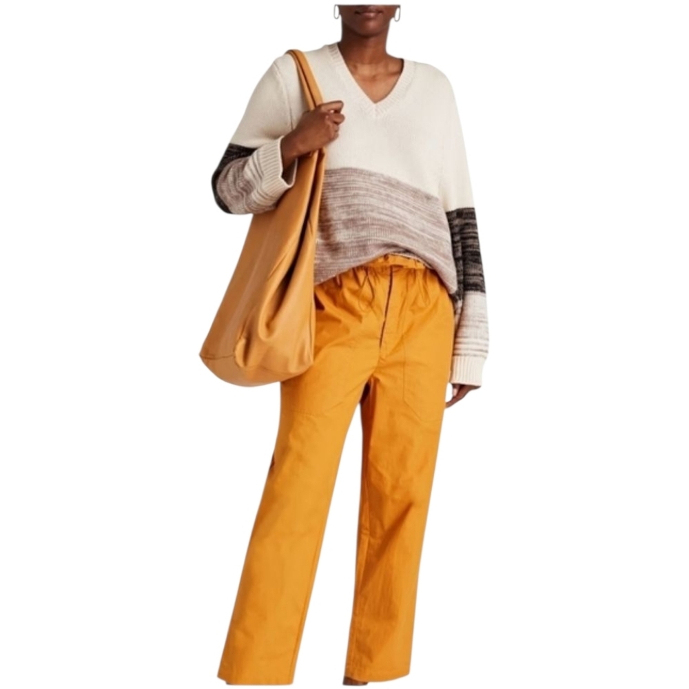 L.F. Markey Simeon Colorblock Wool Sweater Oversized Women's Medium V Neck